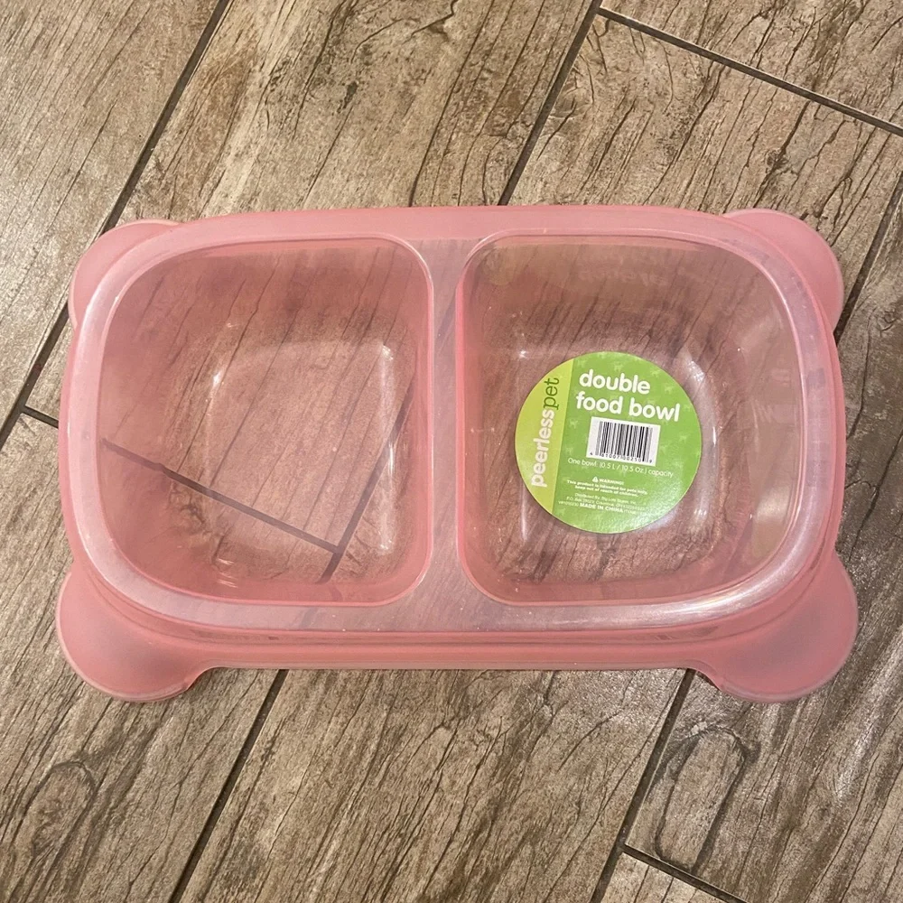 Double Food Bowl- Pink- NWT